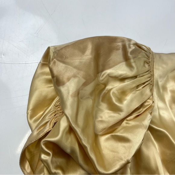 Vintage 90s 80s women’s yellow rose puff sleeve  mini dress M L76-27 - Picture 5 of 10